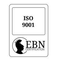 Zwart EBN ISO 9001 certificaat logo. 